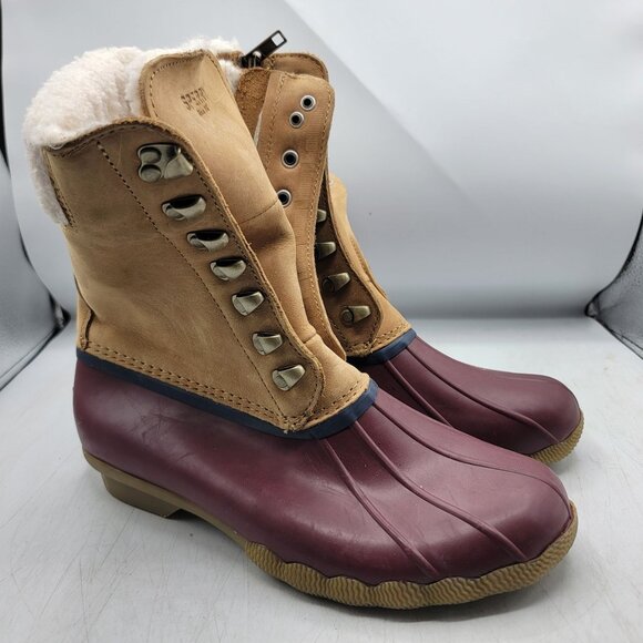 Sperry Boots Womens 8 Brown Saltwater Cozy Winter Casual Walking STS85401 - Picture 1 of 13